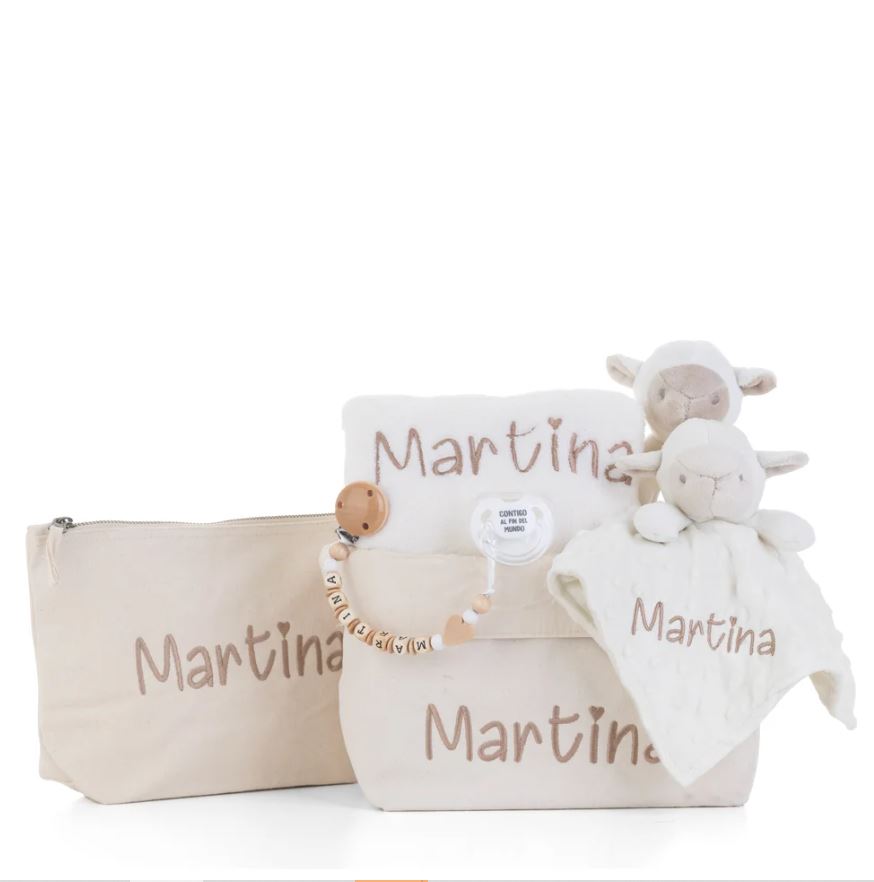 Animals baby layette personalized with bordered baby name