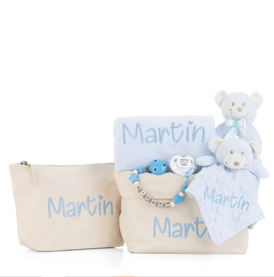 Animals baby layette personalized with bordered baby name