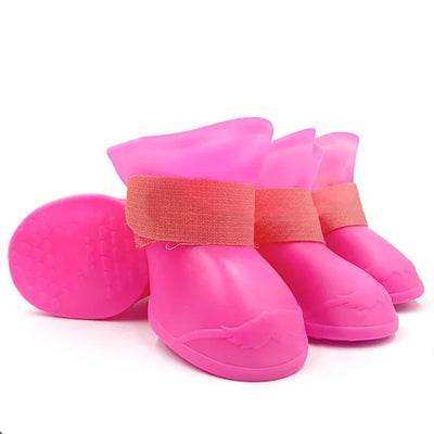 4Pcs Waterproof Anti-Slip Pet Rain Boots