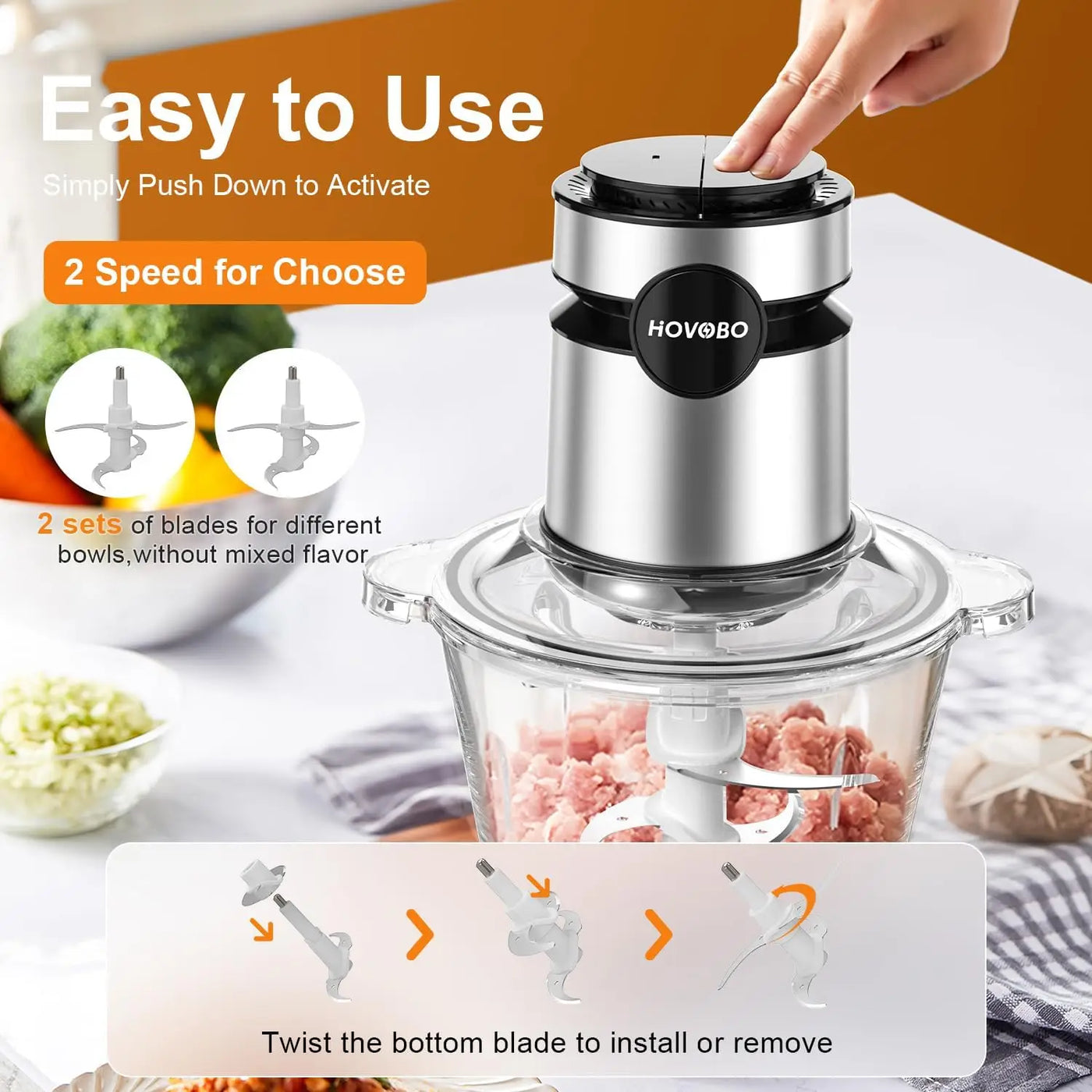 500W Electric Food Processor & Meat Grinder