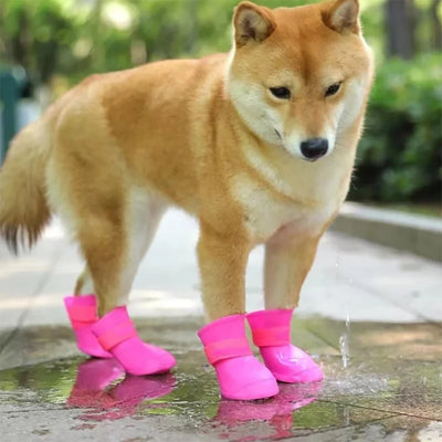 4Pcs Waterproof Anti-Slip Pet Rain Boots