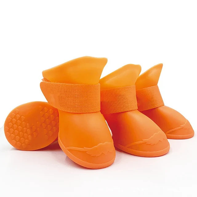 4Pcs Waterproof Anti-Slip Pet Rain Boots