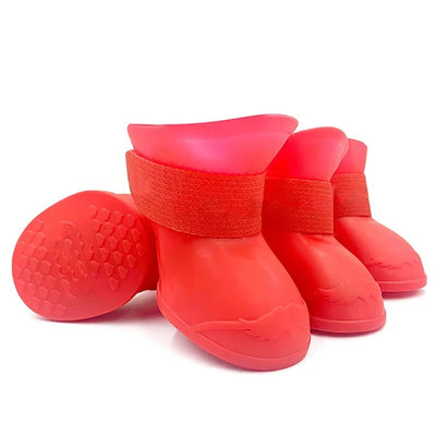 4Pcs Waterproof Anti-Slip Pet Rain Boots