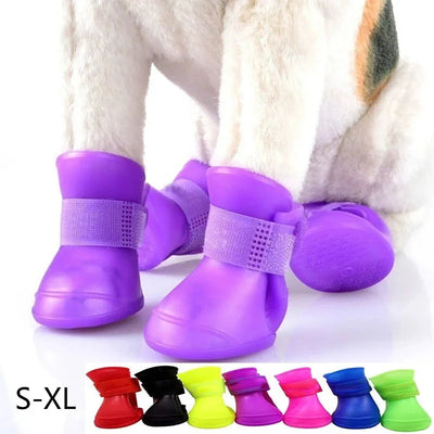 4Pcs Waterproof Anti-Slip Pet Rain Boots