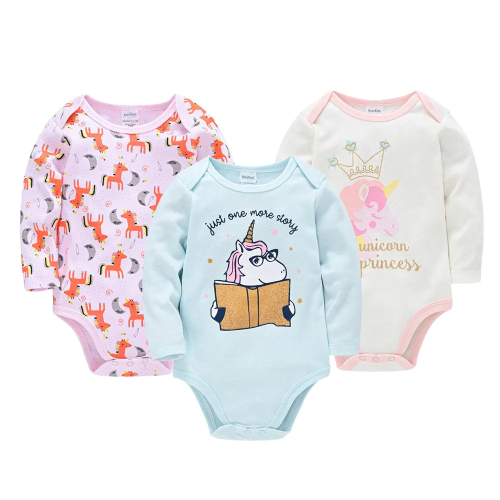 3pcs Baby long Sleeve Bodysuit Set 100% Cotton