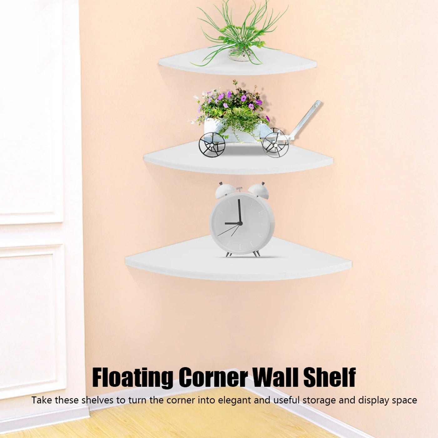 3Pcs Wall-Mounted Floating Corner Shelves