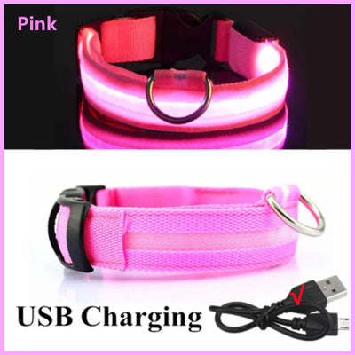 USB Rechargeable LED Glowing Pet Collar