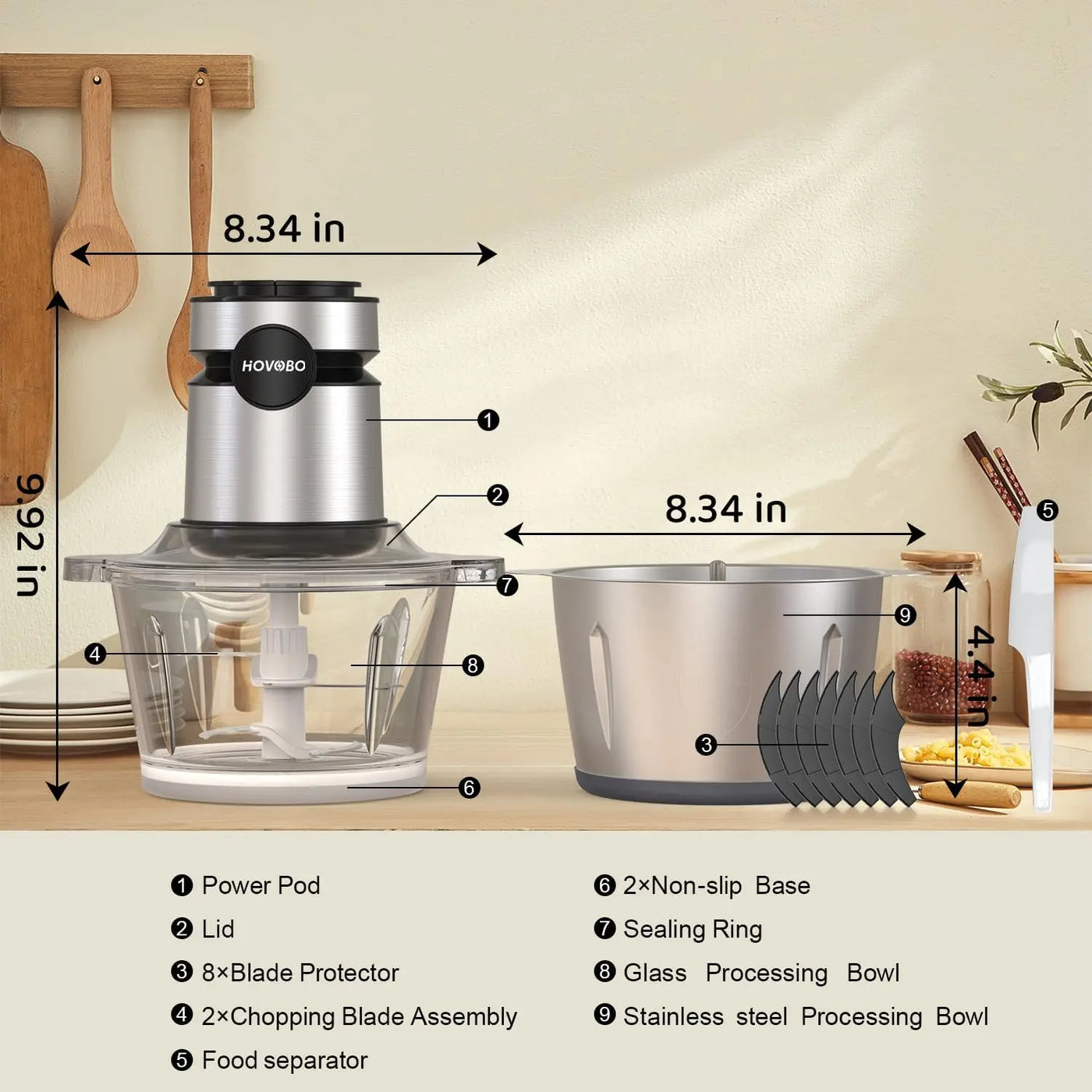 500W Electric Food Processor & Meat Grinder