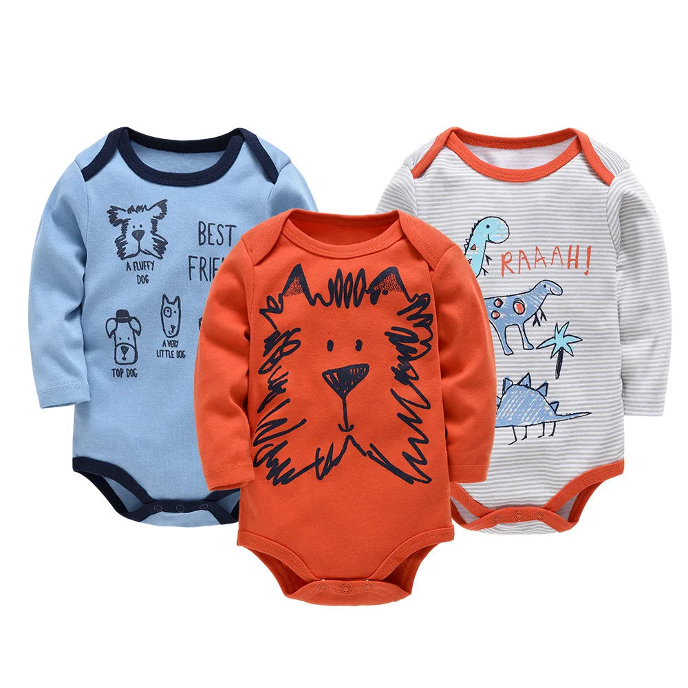 3pcs Baby long Sleeve Bodysuit Set 100% Cotton