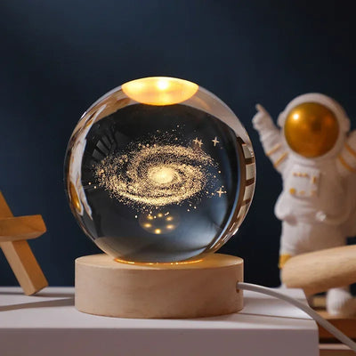 3D Crystal Ball Galaxy Lamp with Solar System