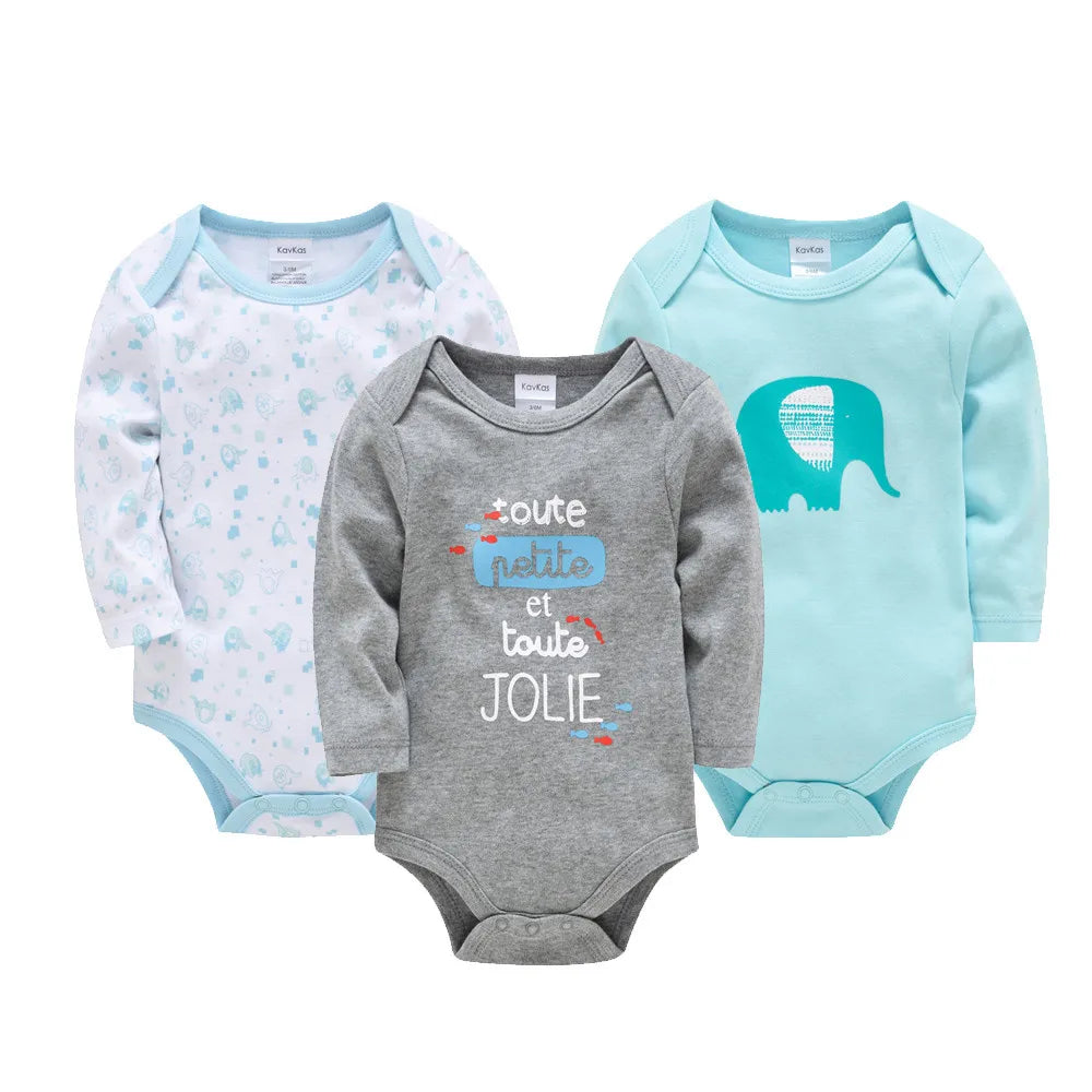 3pcs Baby long Sleeve Bodysuit Set 100% Cotton