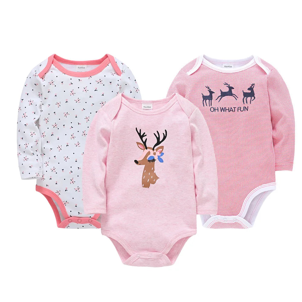 3pcs Baby long Sleeve Bodysuit Set 100% Cotton